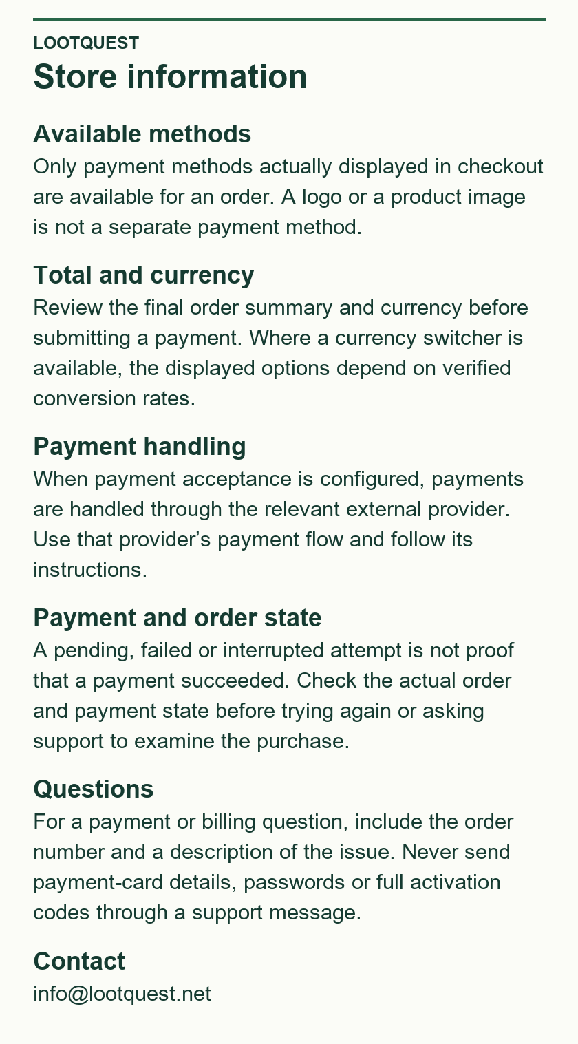 Payment Policy — LootQuest
